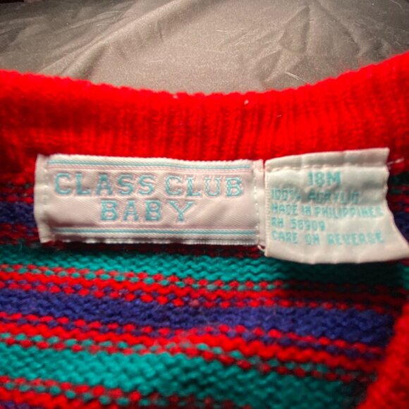 Class Club Baby 18M Striped Knit Sweater With Sports Patches - Picture 3 of 4